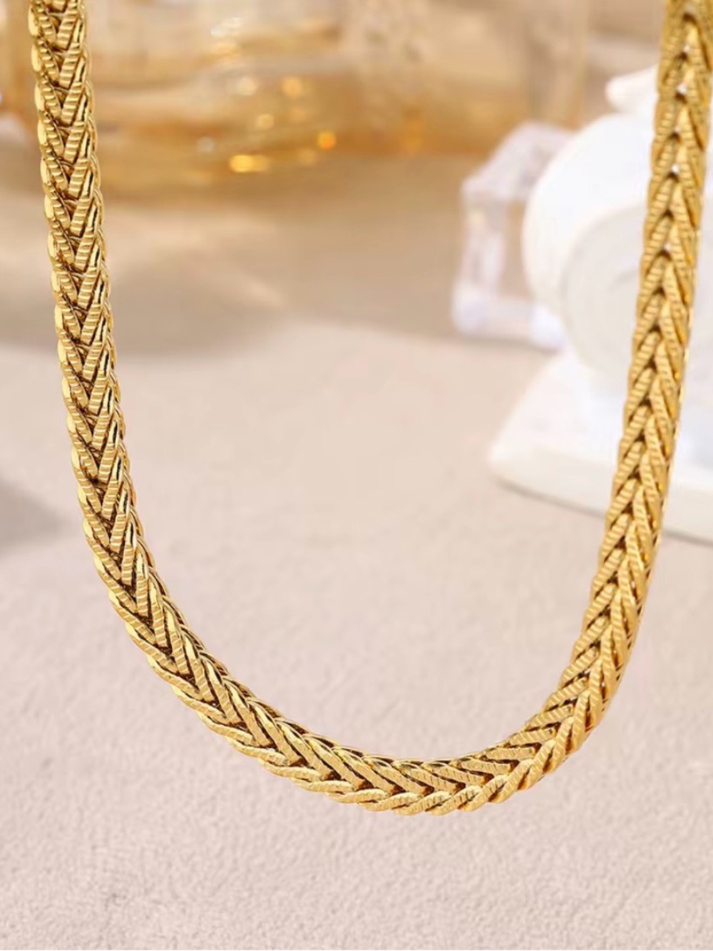 18k Gold Filled Braided Chain Necklace - Women Jewelry
